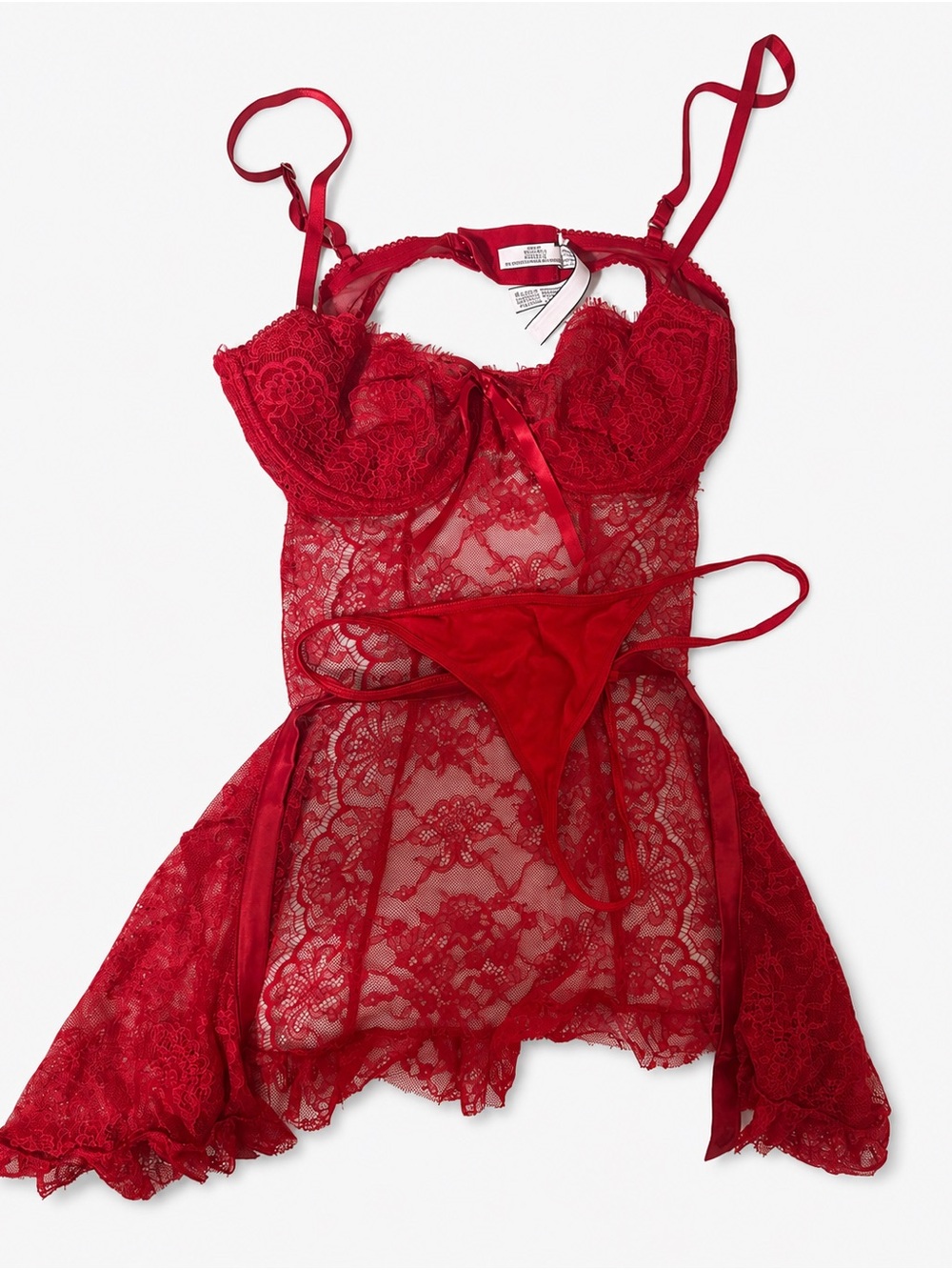 Victoria's Secret Crimson Lace Chemise with Thong